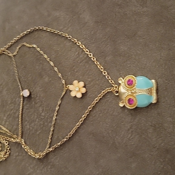 3/$30 DAINTY Kidcore Tiered Layered Owl Flower Faux Opal Layered Chain Necklace - Picture 2 of 7
